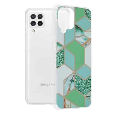 Husa pentru Samsung Galaxy A22 4G / M22 4G - Techsuit Marble Series - Green Hex - 1