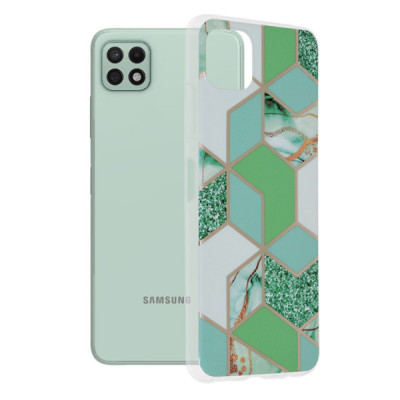 Husa pentru Samsung Galaxy A22 5G - Techsuit Marble Series - Green Hex - 1