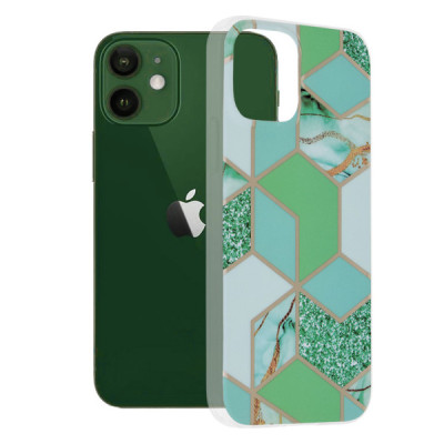 Husa pentru iPhone 12 / 12 Pro - Techsuit Marble Series - Green Hex - 1