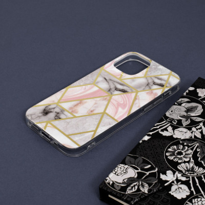 Husa pentru iPhone 12 / 12 Pro - Techsuit Marble Series - Pink Hex - 4