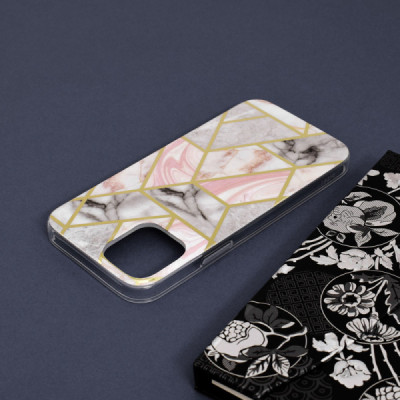 Husa pentru iPhone 12 / 12 Pro - Techsuit Marble Series - Pink Hex - 5