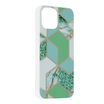 Husa pentru iPhone 13 mini - Techsuit Marble Series - Green Hex - 2