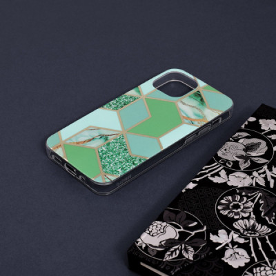 Husa pentru iPhone 13 mini - Techsuit Marble Series - Green Hex - 4