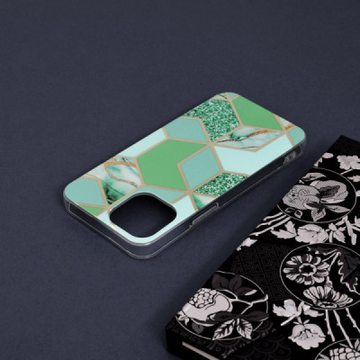 Husa pentru iPhone 13 mini - Techsuit Marble Series - Green Hex - 5