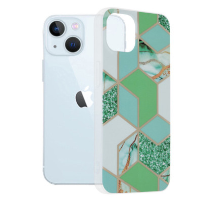 Husa pentru iPhone 13 - Techsuit Marble Series - Green Hex - 1