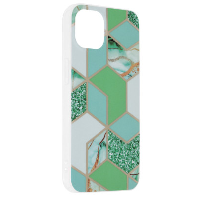 Husa pentru iPhone 13 - Techsuit Marble Series - Green Hex - 2
