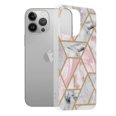 Husa pentru iPhone 13 Pro - Techsuit Marble Series - Pink Hex - 1