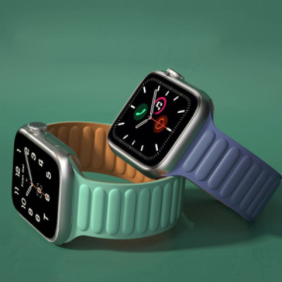 Curea barbati pentru Apple Watch 1/2/3/4/5/6/7/8/9/SE/SE 2/Ultra/Ultra 2 (42/44/45/49mm) - Techsuit Watchband (W035) - Orange - 