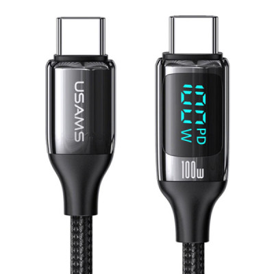 Cablu de Date Type-C la Type-C 100W, PD, Fast Charge, 3m - Usams U78 (US-SJ559) - Black - 1