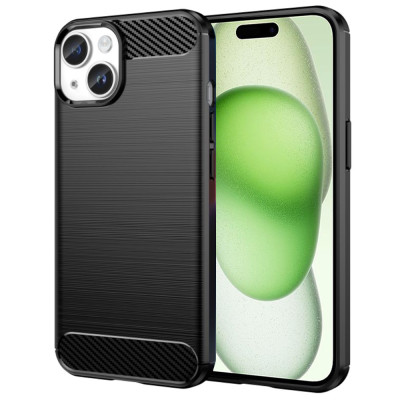 Husa iPhone 15 Plus Techsuit Carbon Silicone, negru - 1