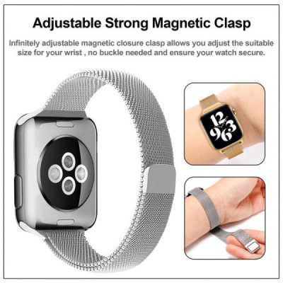 Curea pentru Apple Watch 1/2/3/4/5/6/7/8/9/SE/SE 2/Ultra/Ultra 2 (42/44/45/49mm) - Techsuit Watchband (W034) - Black - 5