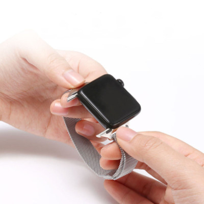 Curea pentru Apple Watch 1/2/3/4/5/6/7/8/9/SE/SE 2 (38/40/41mm) - Techsuit Watchband (W034) - Black - 4