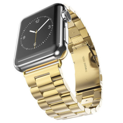 Curea pentru Apple Watch 1/2/3/4/5/6/7/8/9/SE/SE 2/Ultra//Ultra 2 (42/44/45/49mm) - Techsuit Watchband (W036) - Gold - 1