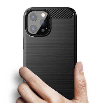 Husa pentru iPhone 14 Pro Max - Techsuit Carbon Silicone - Black - 5