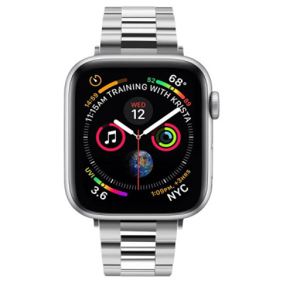 Curea pentru Apple Watch 1/2/3/4/5/6/7/8/9/SE/SE 2 (38/40/41mm) - Spigen Modern Fit - Silver - 4