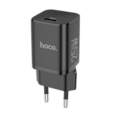 Incarcator USB-C, PD 25W, QC 3.0, 3A + Cablu Type-C la Lightning, 1m - Hoco Rigorous (N19) - Black - 4