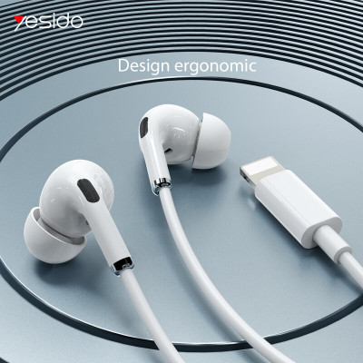 Casti iPhone in-ear cu fir Yesido YH36, stereo, Lightning, alb - 4