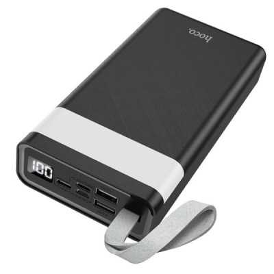 Baterie Externa 30000mAh, 2xUSB, Micro-USB, Type-C, Lightning - Hoco Powerful (J73) - Black - 2