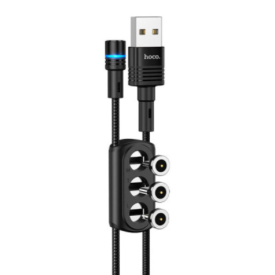Cablu de Incarcare USB-A la Lightning, Type-C, Micro-USB 20W, 2.4A, 1.2m - Hoco Sunway (U98) - Black - 2