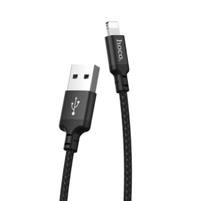 Cablu de Date USB-A la Lightning 2.4A, 2m - Hoco Times Speed (X14) - Black - 1