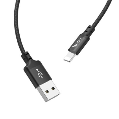 Cablu de Date USB-A la Lightning 2.4A, 2m - Hoco Times Speed (X14) - Black - 2