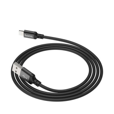 Cablu de Date USB-A la Lightning 2.4A, 2m - Hoco Times Speed (X14) - Black - 3