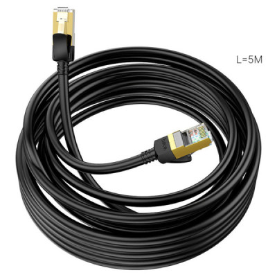 Cablu de Internet RJ45 la RJ45 1Gbps, 5m - Hoco Level (US02) - Black - 5