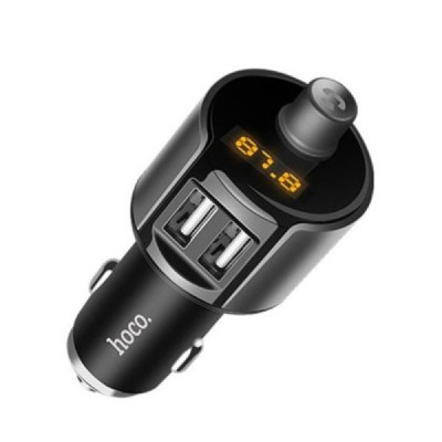Incarcator Auto cu Modulator FM - 2xUSB-A, 12W, 2.4A - Hoco (E19) - Grey - 1