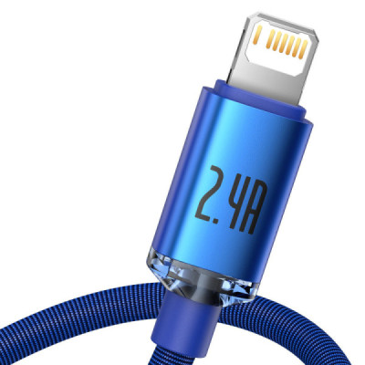 Cablu de Date USB la Lightning 2.4A, 2m - Baseus Crystal Shine (CAJY000103) - Blue - 3
