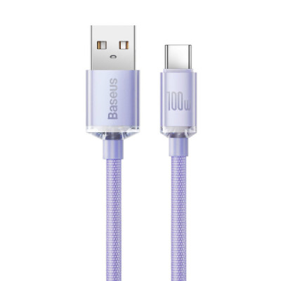 Cablu de Date USB la Type-C 100W, 1.2m - Baseus Crystal Shine (CAJY000405) - Purple - 2