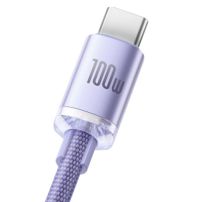 Cablu de Date USB la Type-C 100W, 2m - Baseus Crystal Shine (CAJY000505) - Purple - 3
