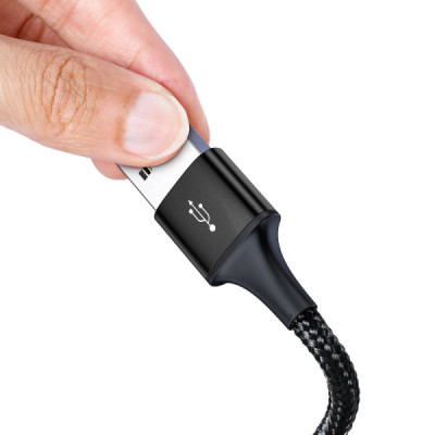 Cablu de Date USB la Type-C, Lightning, Micro-USB 3.5A, 1.2m - Baseus Rapid Series (CAJS000001) - Black - 3