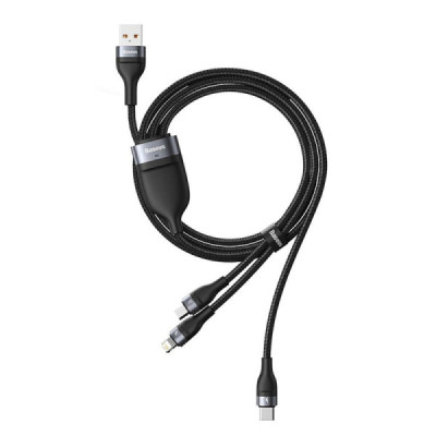 Cablu de Date USB la Lightning, Micro-USB, Type-C 66W, 1.2m - Baseus Flash Series (CA1T3-G1) - Gray - 4