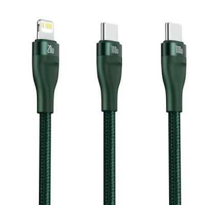 Cablu de Date Type-C la Type-C, Lightning 100W, 1.2m - Baseus Flash Series (CA1T2-F06) - Green - 3
