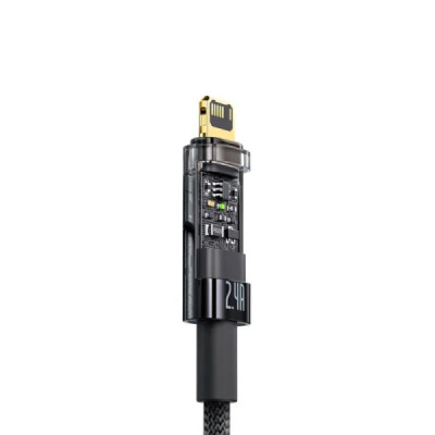 Cablu de Date USB la Lightning 2.4A, 2m - Baseus Explorer Auto Power-Off (CATS000501) - Black - 3
