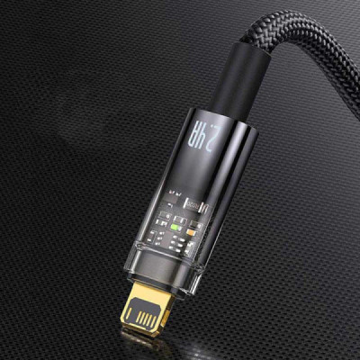 Cablu de Date USB la Lightning 2.4A, 2m - Baseus Explorer Auto Power-Off (CATS000501) - Black - 4
