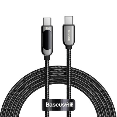 Cablu de Date Type-C la Type-C 100W, Fast Charging, 1m - Baseus Display (CATSK-B01) - Black - 1