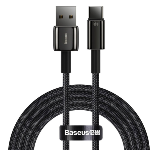 Cablu de Date USB la Type-C 66W, 2m - Baseus Tugsten Gold (CATWJ-C01) - Black