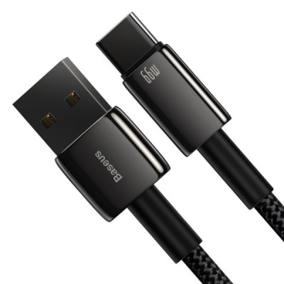 Cablu de Date USB la Type-C 66W, 2m - Baseus Tugsten Gold (CATWJ-C01) - Black - 2