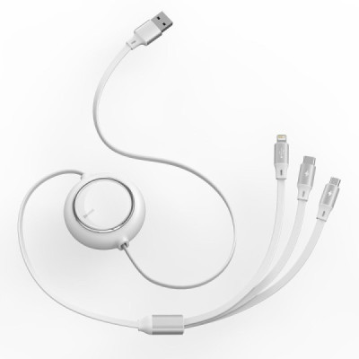 Cablu de Date USB la Type-C, Lightning, Micro-USB 3.5A, 1.2m - Baseus (CAMLT-MJ02) - White - 4