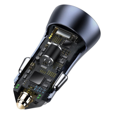 Incarcator Auto USB, Type-C, 40W + Cablu Lightning - Baseus (TZCCJD-B0G) - Dark Gray - 5