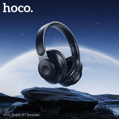 Casti Bluetooth wireless over-ear cu microfon Hoco W45, albastru - 2