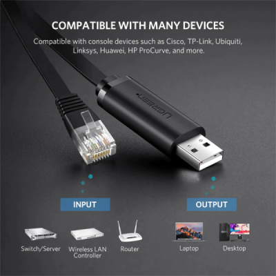 Cablu de Internet USB-A la RJ45 3m - Ugreen (60813) - Black - 2