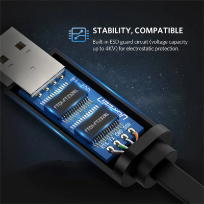 Cablu de Internet USB-A la RJ45 3m - Ugreen (60813) - Black - 4