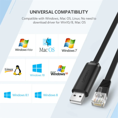 Cablu de Internet USB-A la RJ45 3m - Ugreen (60813) - Black - 5