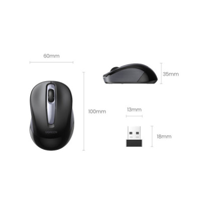 Mouse pentru Laptop Wireless 2400 DPI - Ugreen (90371) - Black - 6