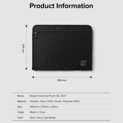 Husa pentru laptop 13" - Ringke Smart Zip Pouch - Black - 7