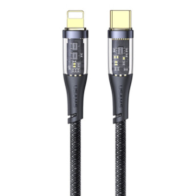 Cablu de Date Type-C la Lightning PD, 20W, 1.2m - Usams Icy Series (US-SJ573) - Black - 1