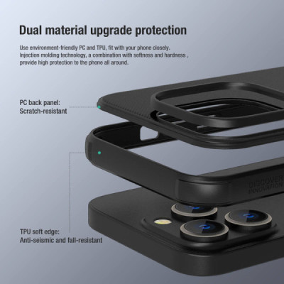 Husa pentru iPhone 14 Pro - Nillkin Super Frosted Shield Pro - Black - 7