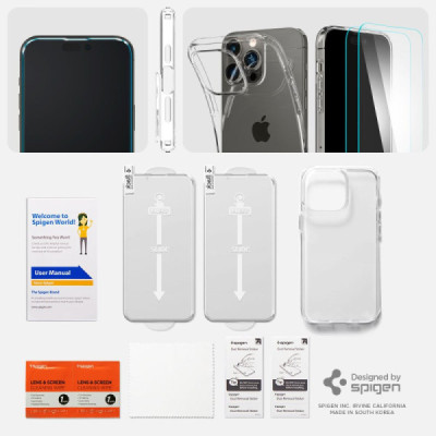 Husa pentru iPhone 14 Pro + 2x Folie - Spigen Crystal Pack 360 - Crystal Clear - 6